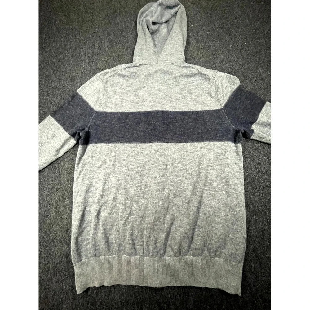 Banana Republic Hoodie Sweater Men Medium Gray Tight Knit Colorblock Full Zipper